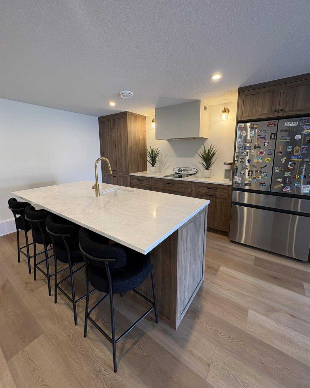 Bright and pristine kitchen view
